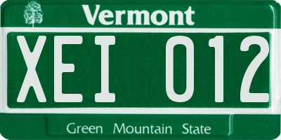 VT license plate XEI012