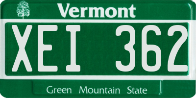 VT license plate XEI362