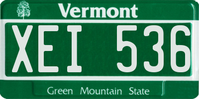 VT license plate XEI536