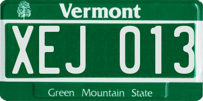 VT license plate XEJ013