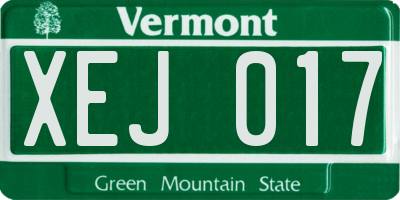VT license plate XEJ017