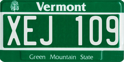 VT license plate XEJ109