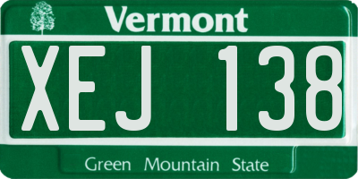 VT license plate XEJ138