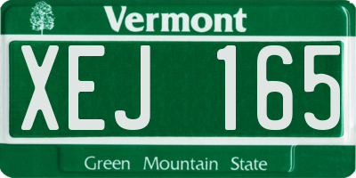 VT license plate XEJ165