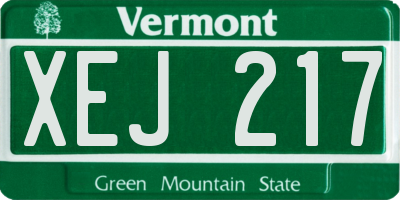 VT license plate XEJ217