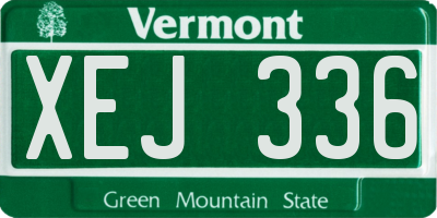 VT license plate XEJ336