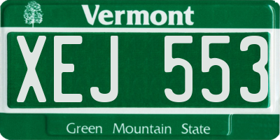 VT license plate XEJ553
