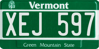 VT license plate XEJ597