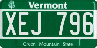 VT license plate XEJ796