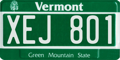 VT license plate XEJ801