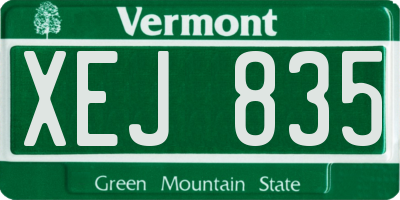 VT license plate XEJ835