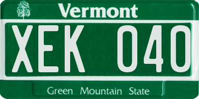 VT license plate XEK040