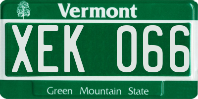 VT license plate XEK066