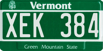 VT license plate XEK384