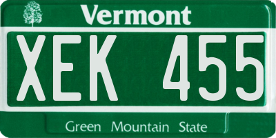 VT license plate XEK455
