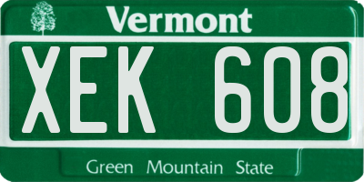 VT license plate XEK608