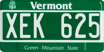 VT license plate XEK625