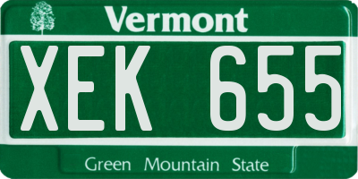VT license plate XEK655