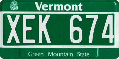 VT license plate XEK674
