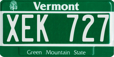 VT license plate XEK727