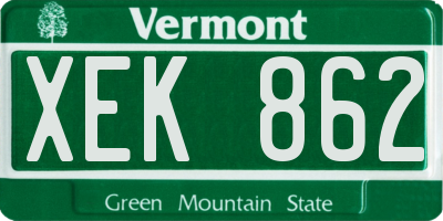 VT license plate XEK862