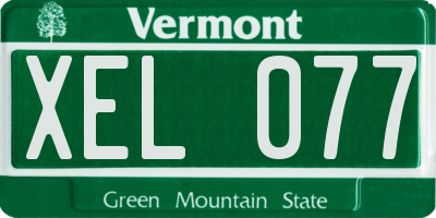 VT license plate XEL077