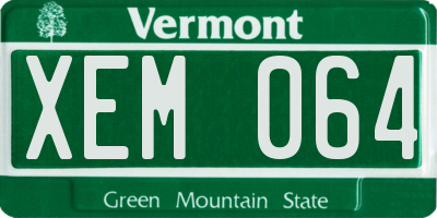 VT license plate XEM064
