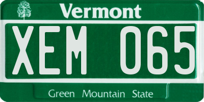 VT license plate XEM065