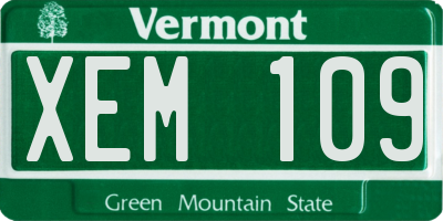VT license plate XEM109