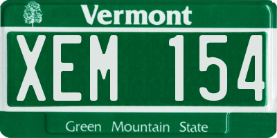 VT license plate XEM154
