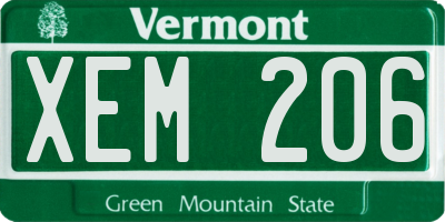 VT license plate XEM206