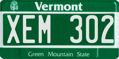 VT license plate XEM302