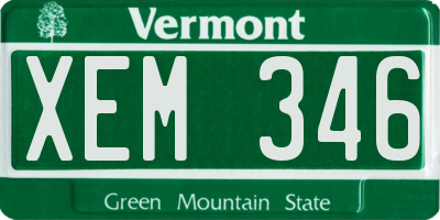 VT license plate XEM346