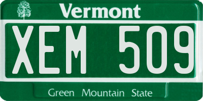 VT license plate XEM509
