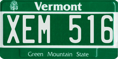 VT license plate XEM516