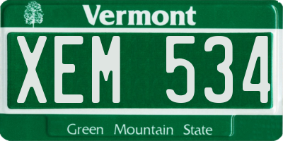 VT license plate XEM534