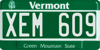 VT license plate XEM609