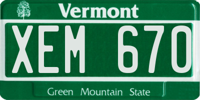 VT license plate XEM670