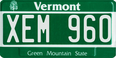 VT license plate XEM960