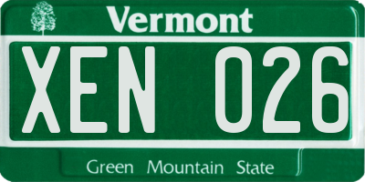 VT license plate XEN026