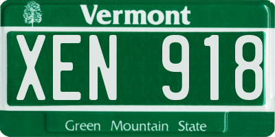 VT license plate XEN918