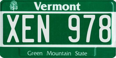 VT license plate XEN978