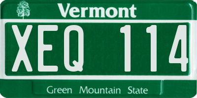 VT license plate XEQ114