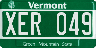 VT license plate XER049