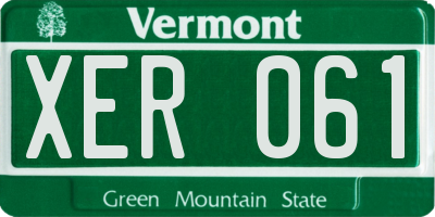 VT license plate XER061