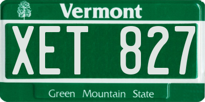 VT license plate XET827