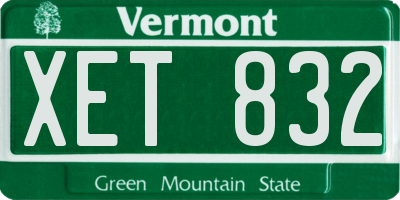 VT license plate XET832