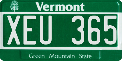 VT license plate XEU365
