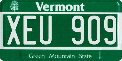 VT license plate XEU909