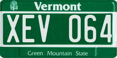 VT license plate XEV064